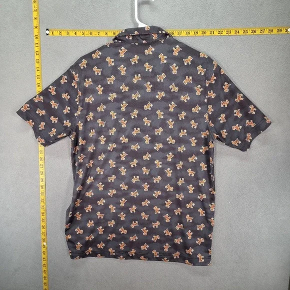 Waggle Shirt Mens Large Gray Tiger Dog Print Performance Polo Golf Stretch - Picture 5 of 7